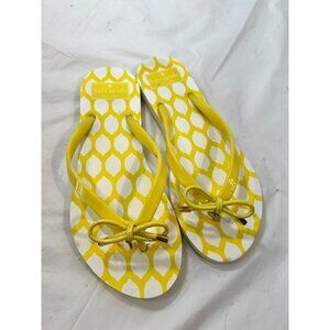 Kate Spade Nadine Lemon Yellow Bow Rubber Thong Sandals Sz 7 SB-F